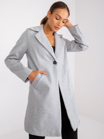 Očarujúci dámsky kabátik v jemnej sivej farbe